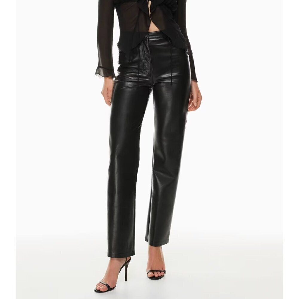 Wilfred The Melina™ Pant High-Waisted Vegan Leather Pants Black Size 4 Tall - Picture 3 of 11